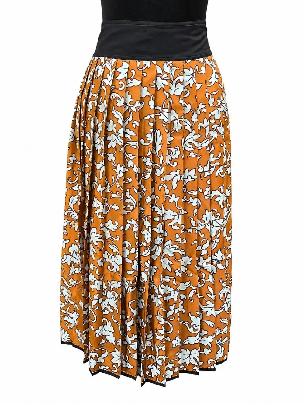 NWT Tory Burch 70s Scroll 100% Silk Pleated Wrap Midi Skirt Size 8 $498
